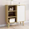 Image de ID MARKET buffet dappoint 3 étagères 70 cm Moderne bois effet hêtre et blanc