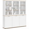 Image de Buffet Vaisselier 160 Cm Vito Meuble De Cuisine 6 Portes Blanc Et Bois