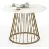 Image de Table à manger ronde yuna 6 personnes pied filaire laiton et plateau effet marbre blanc alaska 110 cm