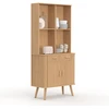 Image de Buffet De Cuisine 80 Cm Romie 2 Portes + Tiroir Effet Lattes Tasseau De Bois