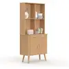 Image de Buffet de cuisine 80 cm romie 2 portes + tiroir effet lattes tasseau de bois