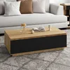 Image de IDMARKET Table basse TOMI 110 cm avec porte façon hêtre et noir
