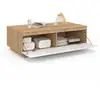 Image de Table Basse Tomi 110 Cm Avec Porte Façon Hêtre Et Blanc