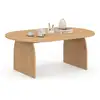 Image de Table basse japandi ovale edith 110 cm bois effet hêtre