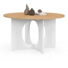 Image de Table Basse Ronde Aloise Pied Arc Bois Et Blanc 70 Cm