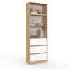 Image de Etagère Bibliothèque Carla 3 Niveaux 3 Tiroirs Blanc Et Effet Bois 190 Cm