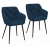 Image de Lot De 2 Chaises De Salle À Manger, Fauteuils De Table Capitonnés Lya Velours Bleu Canard