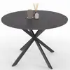 Image de Table à manger ronde jaspe 6 personnes plateau effet béton pied araignée gris anthracite 110 cm