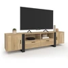 Image de Meuble Tv 200 Cm Phoenix 2 Portes 2 Tiroirs Bois Et Noir