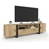 Image de Meuble tv 200 cm phoenix 2 portes 2 tiroirs bois et noir