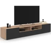 Image de Meuble Tv 180 Cm Eli Bois Façon Hêtre Portes Noires