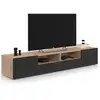 Image de Meuble tv 180 cm eli bois façon hêtre portes noires