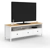 Image de Meuble Tv 140 Cm Achille 3 Tiroirs Blanc Et Plateau Bois