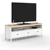Image de Meuble tv 140 cm achille 3 tiroirs blanc et plateau bois
