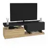 Image de Meuble Tv 140 Cm Angulo 2 Portes Effet Bois Et Noir