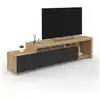 Image de Meuble tv 180 cm malo bois et placards noirs