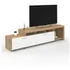 Image de Meuble tv 180 cm malo bois et placards blancs