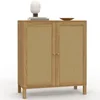 Image de Buffet D'appoint Vintage 2 Portes 70 Cm Hanae Effet Naturel Cannage