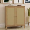 Image de ID MARKET buffet dappoint HANAE 2 portes 70 cm Cannage bois effet cannage