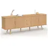 Image de Buffet 180 cm juliette xxl 4 portes et 3 tiroirs effet lattes tasseau bois