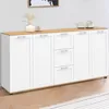 Image de ID MARKET buffet VITO 4 portes et 3 tiroirs 180 cm Contemporain bois et blanc