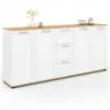 Image de Buffet 180 cm vito xxl 4 portes avec 3 tiroirs bois et blanc