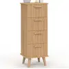 Image de Meuble d'appoint 4 tiroirs juliette 30x30x80 cm chiffonnier pour entrée salle de bain effet lattes tasseau bois