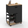 Image de Desserte De Cuisine Cosy Avec Placards Et Range Bouteilles Bois Et Noir