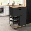 Image de IDMARKET Desserte de cuisine COSY avec placards et range bouteilles bois et noir