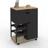 Image de Desserte de cuisine cosy avec placards et range bouteilles bois et noir
