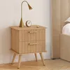 Image de IDMARKET Lot de 2 tables de chevet JULIETTE 2 tiroirs effet lattes tasseau bois