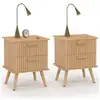 Image de Lot de 2 tables de chevet juliette 2 tiroirs effet lattes tasseau bois