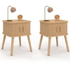 Image de Lot De 2 Tables De Chevet Romie Effet Lattes 2 Portes Coulissantes