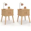 Image de Lot de 2 tables de chevet romie effet lattes 2 portes coulissantes