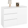 Image de Commode 3 Tiroirs + 1 Porte Tomi 110 Cm Bois Blanc