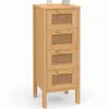 Image de Meuble d'appoint 4 tiroirs edhen 30x30x80 cm chiffonnier pour entrée salle de bain avec cannage