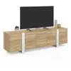 Image de Meuble tv 180 cm phoenix 4 portes + 2 tiroirs bois et blanc