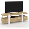 Image de Meuble Tv 140 Cm Phoenix Avec Tiroirs Bois Et Blanc