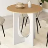 Image de Table à manger ronde fixe - IDMARKET - ALOISE - Bois et blanc - 4 personnes - 80 cm