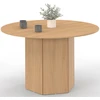 Image de Table À Manger Ronde Berthe 6 Personnes Pied Hexagonal Bois Effet Hêtre 110 Cm