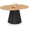 Image de Table À Manger Ronde Extensible Angele 4-8 Personnes Bois Effet Hêtre Et Pied Noir 110-150 Cm