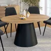 Image de Table à manger ronde extensible - IDMARKET - ANGELE - Bois et noir - 6 personnes - 110-150 cm