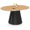 Image de Table à manger ronde extensible angele 4-8 personnes bois effet hêtre et pied noir 110-150 cm