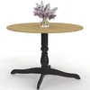 Image de Table À Manger Ronde Marie 4-6 Personnes Bois Façon Hêtre Et Noir 110 Cm