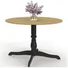 Image de Table à manger ronde marie 4-6 personnes bois façon hêtre et noir 110 cm