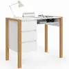 Image de Bureau Scandinave Hugo Avec 3 Tiroirs Et Niche Blanc Et Bois