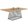 Image de Table à manger extensible rectangle yuna 6-10 personnes plateau bois et pied filaire en métal noir 160 - 200 cm