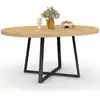 Image de Table À Manger Extensible Ronde Selma 4-8 Personnes Bois Et Noir 110-150 Cm