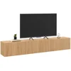 Image de Meuble Tv 180 Cm Suspendu Juliette 2 Portes Lattes Tasseau Bois Coloris Chêne