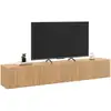 Image de Meuble tv 180 cm suspendu juliette 2 portes lattes tasseau bois coloris chêne